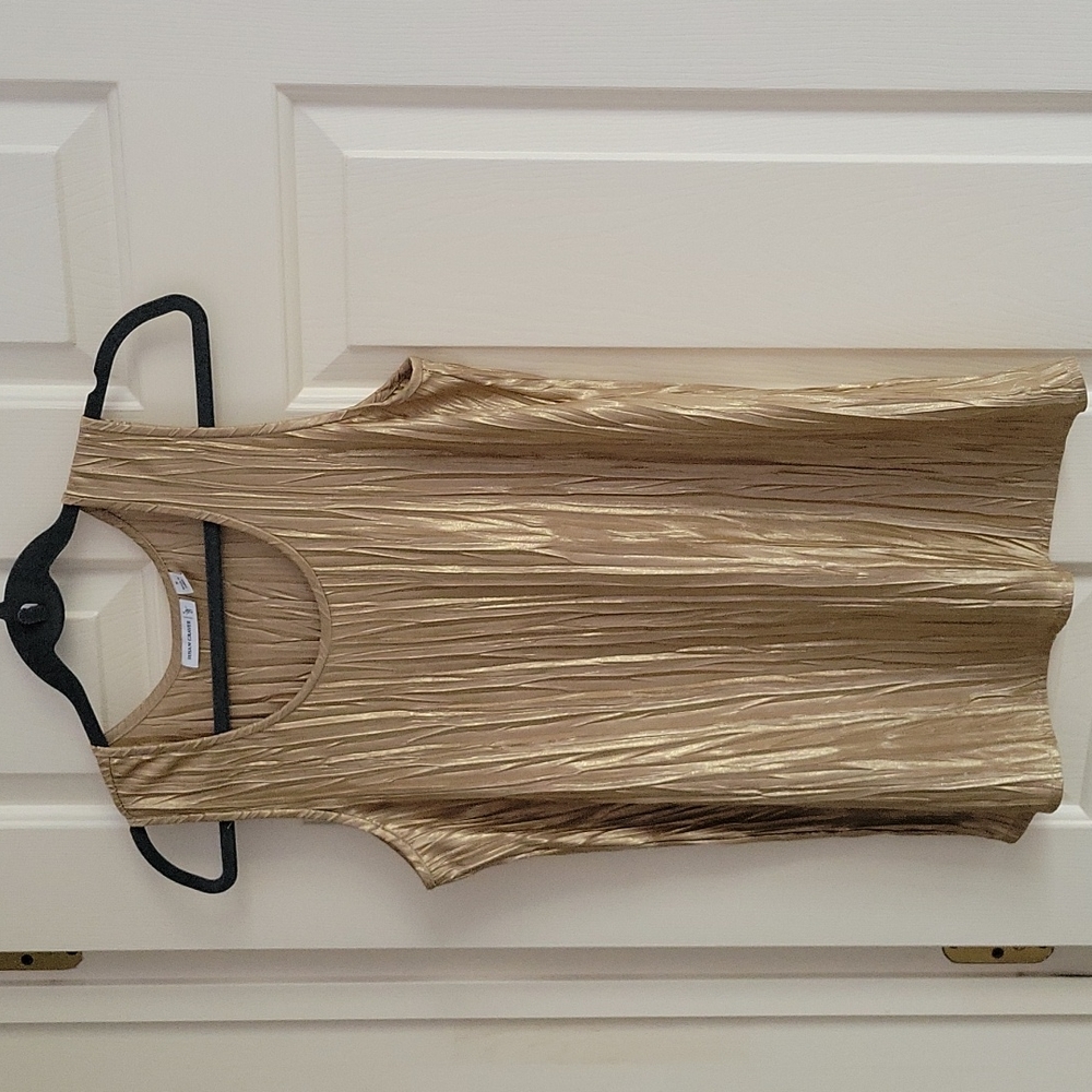Tank gold crinkle size small polyester